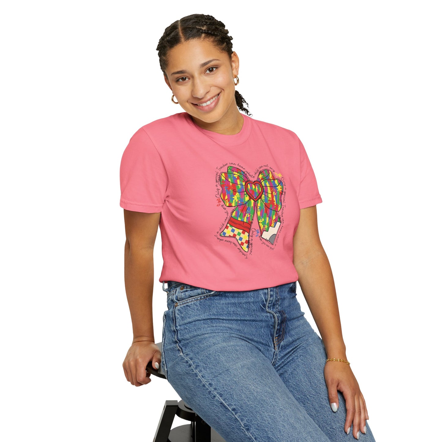 Comfort Colors Special Education Bow T-Shirt , Unisex Garment-Dyed Tee, Casual Wear, Gift for Her, Holiday Apparel