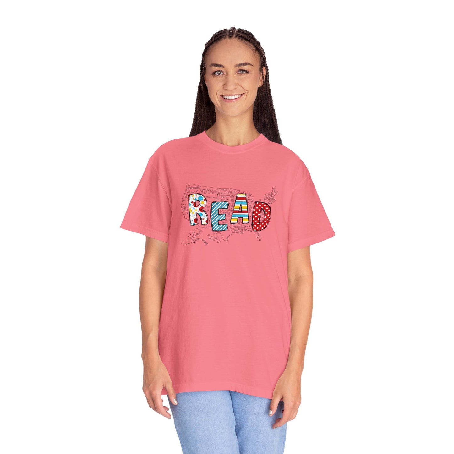 Comfort Colors Unisex Read across the US - Perfect for Teachers, Back to School, Gifts, Classroom Apparel, Casual Wear