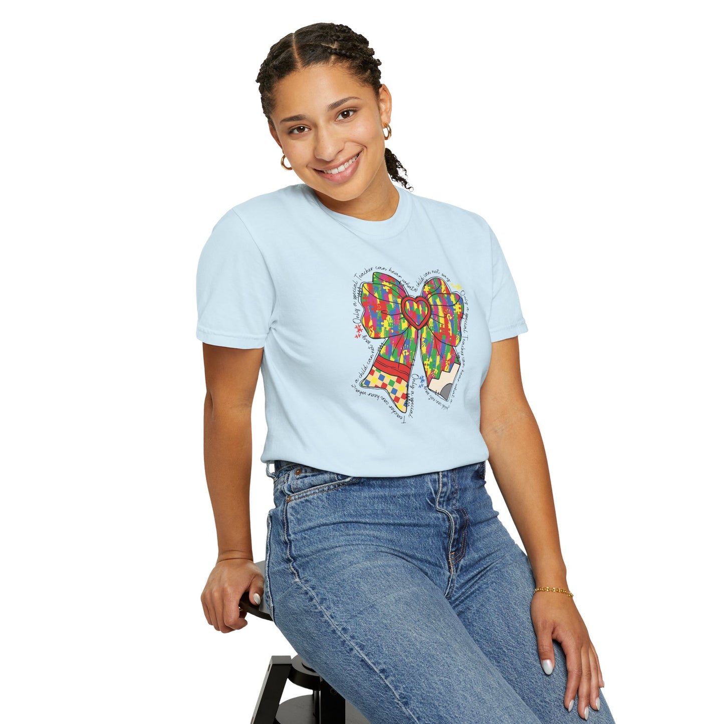 Comfort Colors Special Education Bow T-Shirt , Unisex Garment-Dyed Tee, Casual Wear, Gift for Her, Holiday Apparel