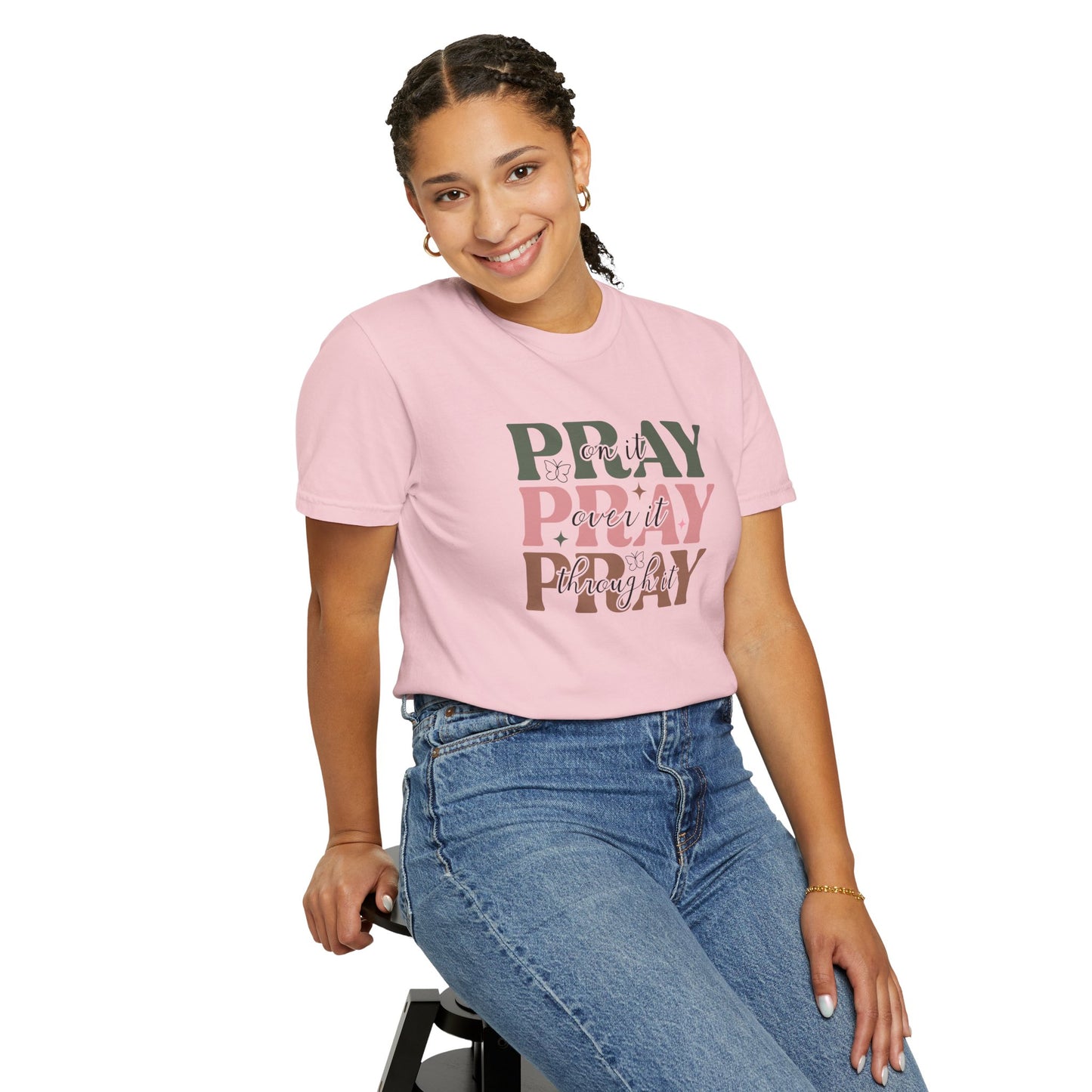 Pray About It Unisex Garment-Dyed T-shirt | Inspirational Tee, Faith Shirt, Casual Wear, Gift for Christians, Spiritually Uplifting Apparel