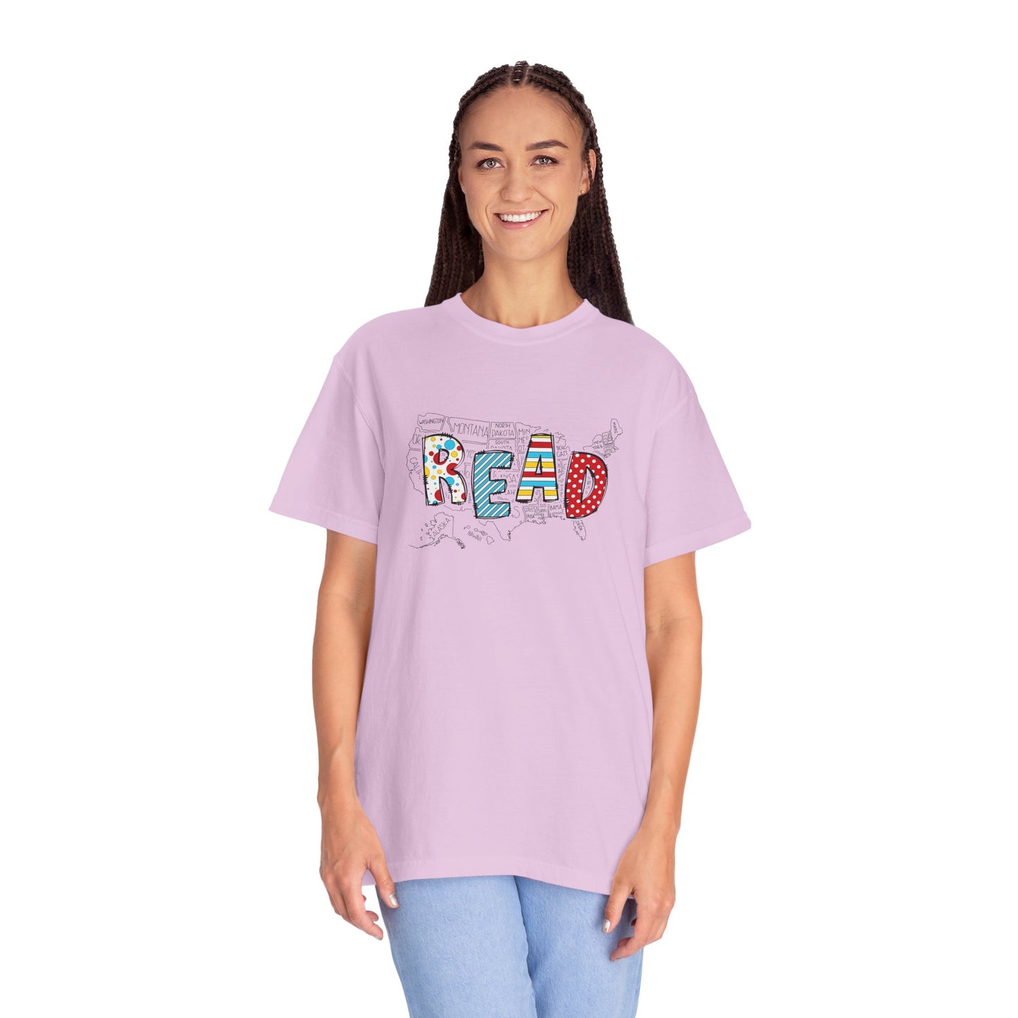 Comfort Colors Unisex Read across the US - Perfect for Teachers, Back to School, Gifts, Classroom Apparel, Casual Wear