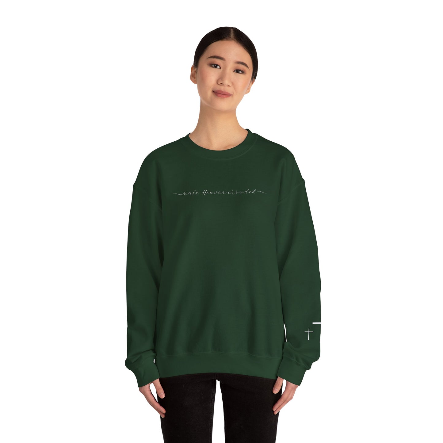 Gildan Make Heaven Crowded Minimalist Inspirational Crewneck Sweatshirt | Unisex, Cozy Fashion, Gift for Her, Casual Wear, Comfort Sweatshirt