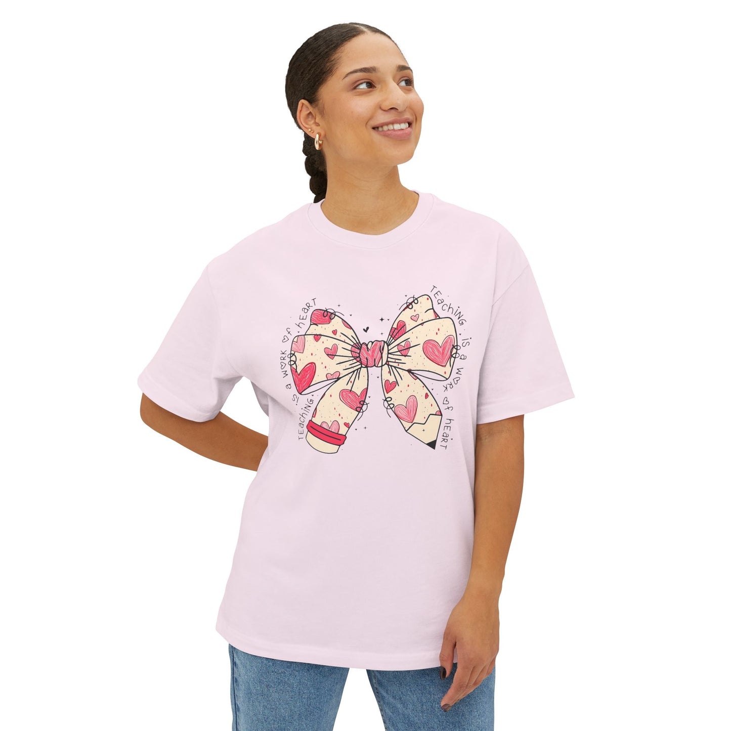 Bella + Canvas Teaching is a Work of Heart Unisex Oversized Boxy Tee