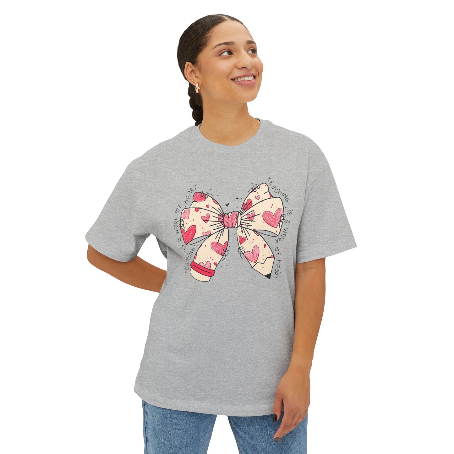 Bella + Canvas Teaching is a Work of Heart Unisex Oversized Boxy Tee