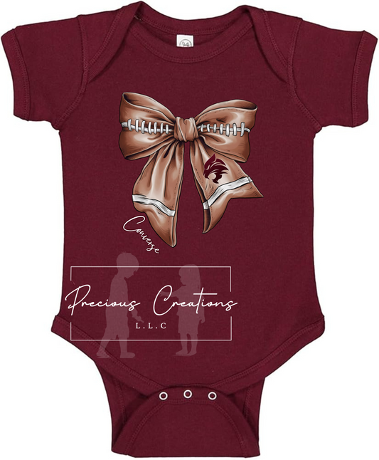 Maroon Converse Football Bow Rabbit Skins 4400 Infant Short Sleeve Bodysuit